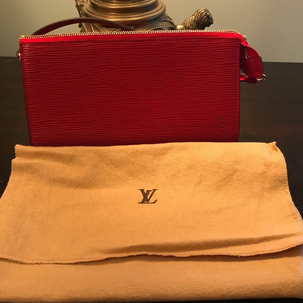 Louis Vuitton red Epi leather zipper pochette